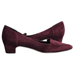 Vaneli Size 7.5N Women's Burgundy Suede Modern Block Low Heel Pumps